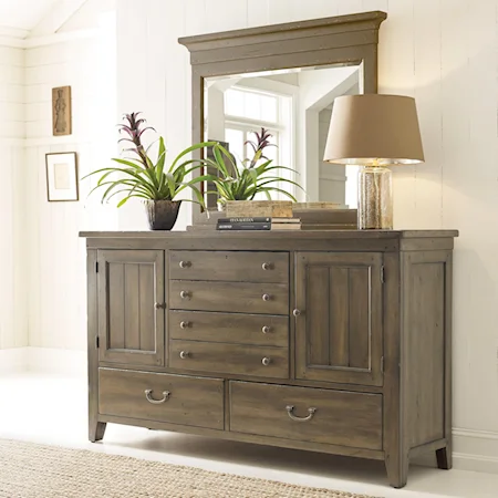 Westin Solid Wood Door 5-Drawer Dresser and Mirror Set